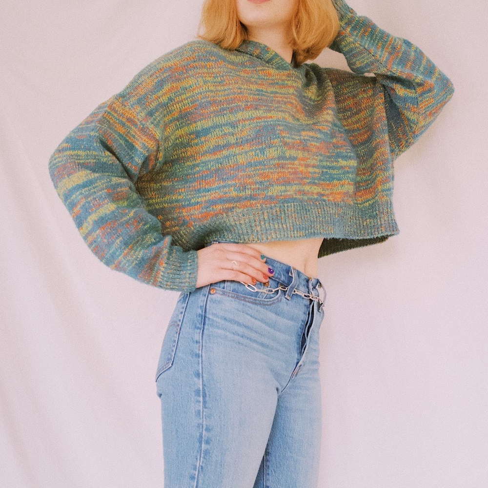 hooded colorful sweater!